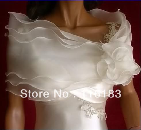 Free Shipping White !  Organza Shawl Bridal Wedding  Seersucker Shrug Bolero Coat Wrap Shawl One Size
