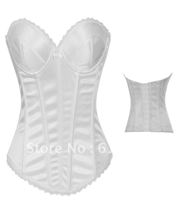 Free shipping White Sexy Corset Bustier & G-string
