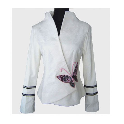 Free Shipping White Women's Cotton Jacket Coat butterfly M L XL XXL XXXL J1610-A
