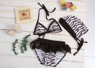 Free Shipping Whole Sale Zebra Girl Bikini Kid Swimsuit 2piecs/set top & trunk Swimwear BeachWear 5 sizes 2-6T girls gift