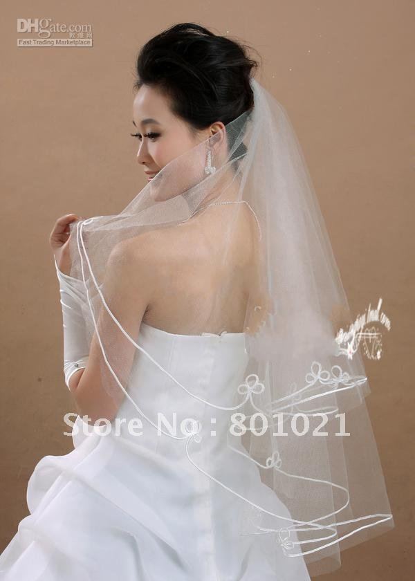 Free Shipping Wholesale  1 Layer Chapel white wedding veil & Bridal Wedding Veils In Stock