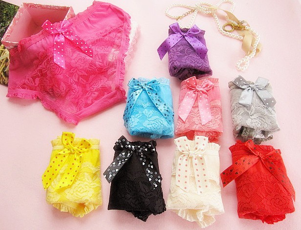 Free Shipping Wholesale 10 PCS/lot Sexy Cotton Women Panties Lace Briefs Sexy Lace Underwear Multicolor