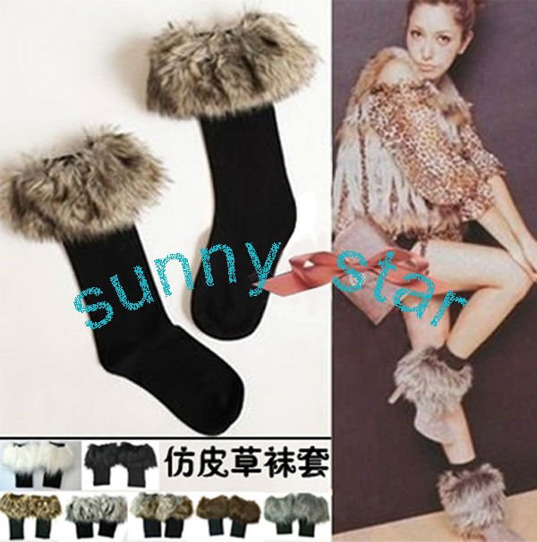 Free shipping wholesale 100pairs/lot  artifical fur+cotton snow winter socks+women Fashion socks
