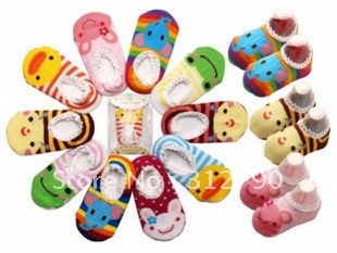 Free Shipping Wholesale 10pairs/lot Animal boat socks Cute Cartoon baby short antiskid sock baby wear baby socks gift