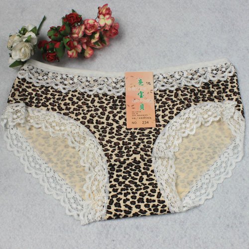 Free Shipping Wholesale 10pc Women Cotton Cheap Lace Leopard Hipster Hip Underwear Panty Brief Shorts Ladies' Panties ac150