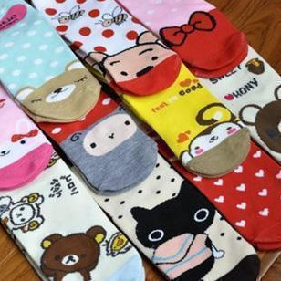Free Shipping!Wholesale! 10pcs/lot Cute cartoon socks cotton short socks slippers