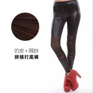 FREE SHIPPING+Wholesale 10pcs/lot  fashion new contrast style matt imitation leather leggings.lady legging .fashion legging