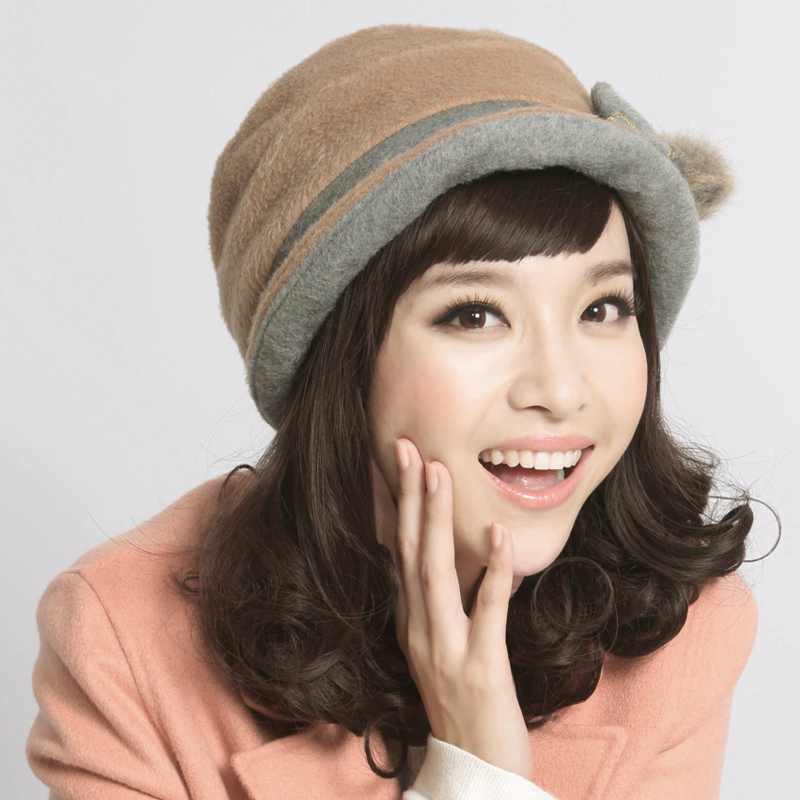 free shipping !wholesale 1pcs Winter female hat fashion nerong hair ball bow fashion cap gm280