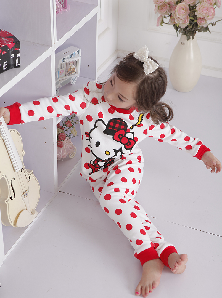Free shipping wholesale 2012 children's clothing Autumn suit kitty girls cotton thermal underwear, children's clothes at home