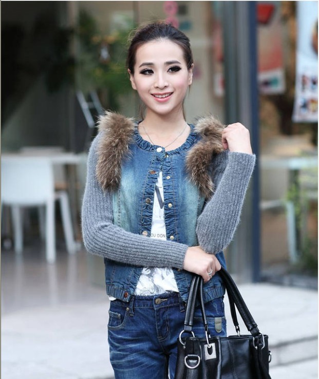 free shipping wholesale 2012 fashion casual slim fur coat patchwork jackets women clothing outwear
