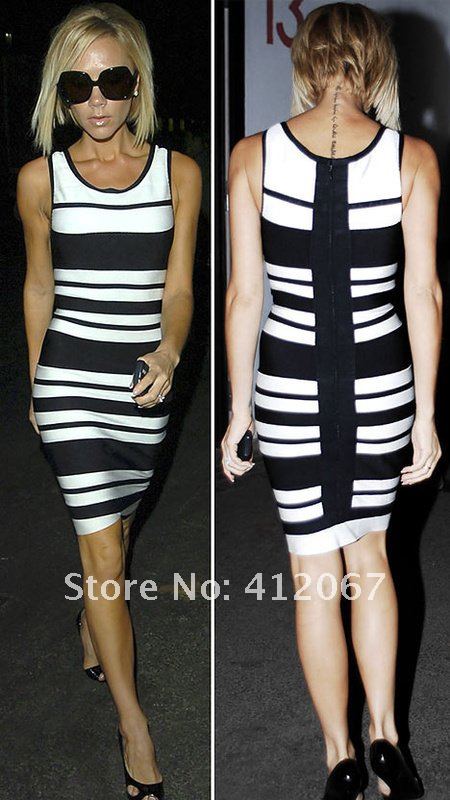 Free shipping ! wholesale 2012 hot fashionable cotton  white and black strap bandage dress Cocktail Party Dress