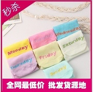 Free shipping wholesale 2012 new style lovely cotton week socks 7days chirstmas gift