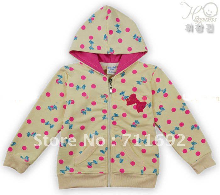 Free Shipping-wholesale 2012 spring Cotton butterfly girl hoodies with cap  Beige colors 6pcs/lot
