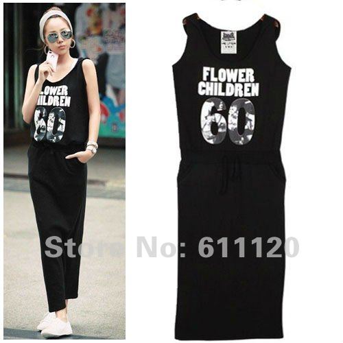 Free shipping wholesale 2013 Ladies sexy maxi  casual beach leisure letters printed pockets cotton plus size dress  A34