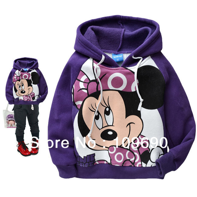 FREE SHIPPING!wholesale,2013 new designs purple cotton Minnie cartoon with cap,kids outdoor wearing 6pcs/lot
