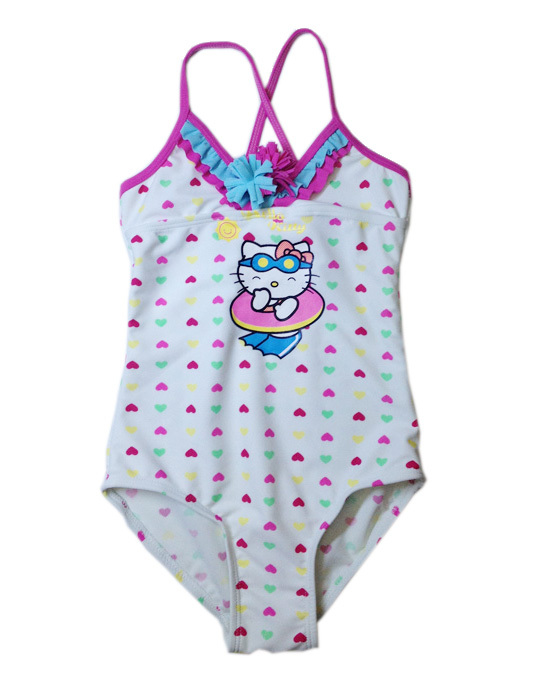 Free Shipping wholesale  2013 swimwear child one piece princess dress baby big boy female swimsuit cap