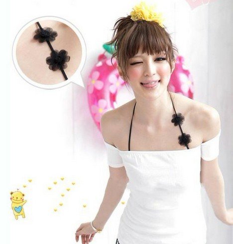 Free shipping wholesale 24prs/lot women rose bra strap Rose Halter straps underwear accessories black &white for you choose