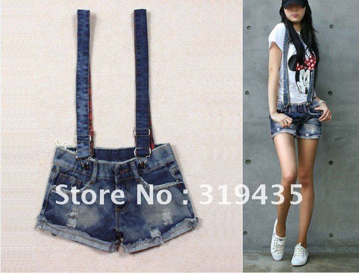 Free shipping!Wholesale 2pcs/lot,Summer Women Shorts, Short Jeans,Braces Pants Rompers Women, Women Overalls Jeans,color BLUE