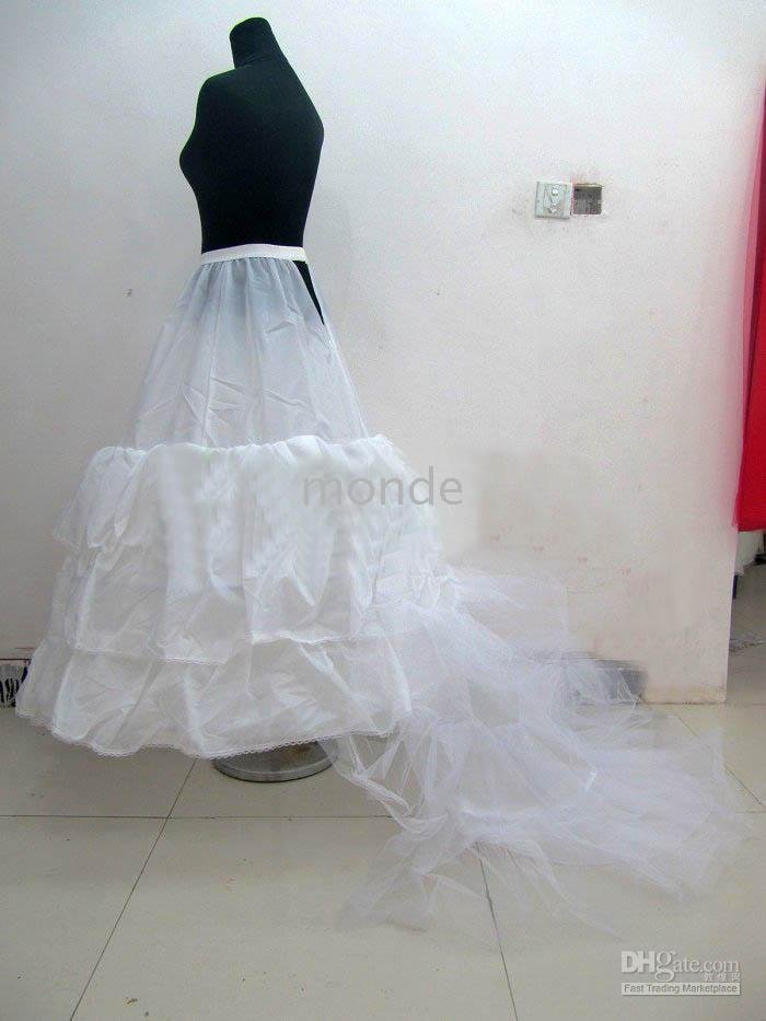 Free shipping !!  wholesale/3 hoop 2 layer organza White with train Wedding Crinoline Petticoat