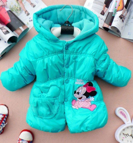 Free shipping!Wholesale 4pcs girl Minnie coats girl Winter fashion wear kids warm jackets children cartoon outwear thick coats