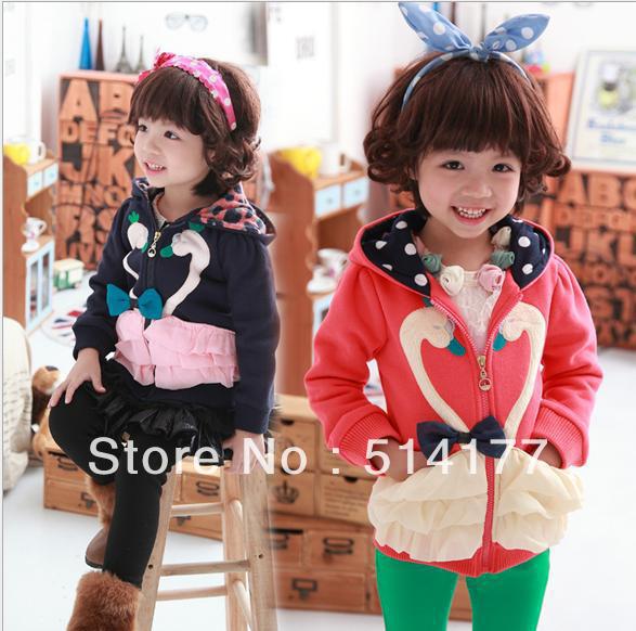 Free shipping Wholesale - 4pcs/lot cute swan baby hoody,girl hoody baby jacket , kids coat,keep warm in winter