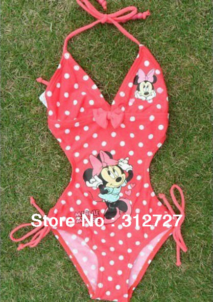 Free Shipping wholesale 4pcs/lot Minnie children swimwear for 3-8yrs, kids girls swimsuit beach wear swim wear
