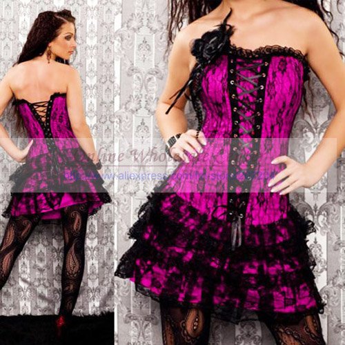 Free shipping Wholesale 5 color Sexy  Fashion Gothic Lace up Boned Lingerie Party Corset Dresses push up