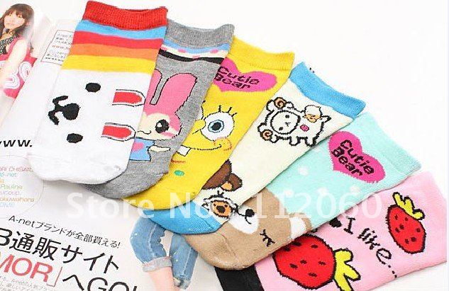 free shipping wholesale 50 pairs/lot Femal cartoon  socks 18CM