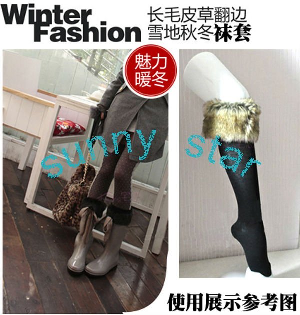 Free shipping wholesale 50pairs/lot  artifical fur+cotton snow winter socks+women Fashion socks