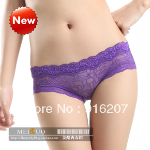 Free Shipping Wholesale 5pcs/lot  Female  Comfortable Black Sexy Transparent Hollow Out Multicolour Lace  Briefs New