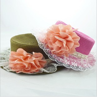 Free Shipping Wholesale 5Pieces/lot Fashion Summer Straw Braid Hat Female Beach Sunbonnet Flower Lace Cap Fedoras Sun Hat