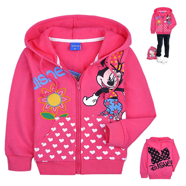Free shipping,Wholesale 6PCS 100% cotton Cartoon Minnie Hooded jacket,Spring Girls/Kids/Children coat/outerwear, Girl's clothing