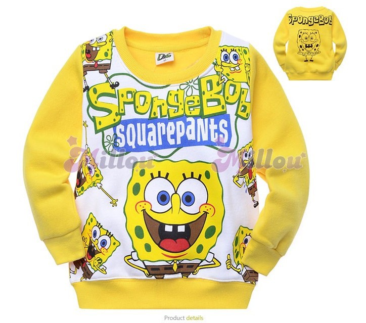 Free shipping,Wholesale 6pcs Children Cartoon SpongeBob long sleeve Sweatshirt,100% cotton Boy's Fashion Outwear/Sports jacket
