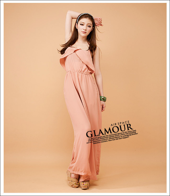 Free shipping + wholesale Aesthetic and elegant fine shoulder lotus leaf collar piece Jumpsuit