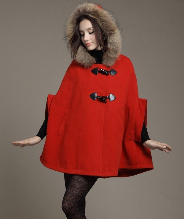 Free shipping wholesale and retail fall and winter clothes female models real fur collar cape jacket woolen shawls XS/S/M/L