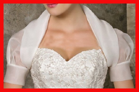 Free shipping wholesale and retail wedding dress accessory organza bolero jacket w