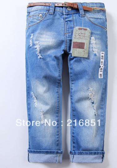 Free shipping, Wholesale and retails, NEW 2013 spring and autumn,  hole jeans for the baby girl's/kids/children