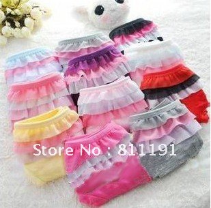 Free Shipping Wholesale Best-selling rainbow falbala underwear / bamboo fiber lace princess underwear/ candy color
