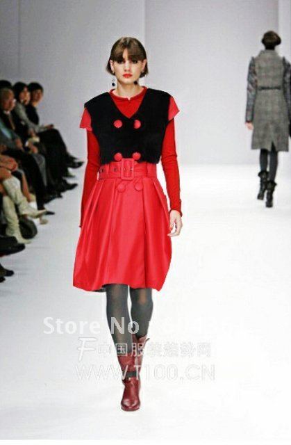 free shipping wholesale Black Rabbit + Washed Leather  women's cloths  dresses 0305 M 0 2