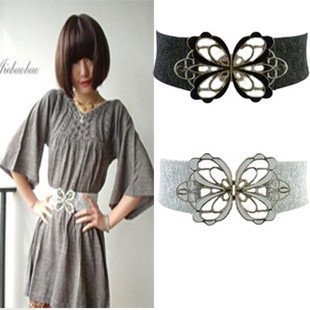 FREE SHIPPING WHOLESALE,BOWKNOT HOLLOW LADIES' WIDE ELASTIC BELTS,LEATHER BELT,HOT SELLING WAIST BELT,6 PCS/LOT