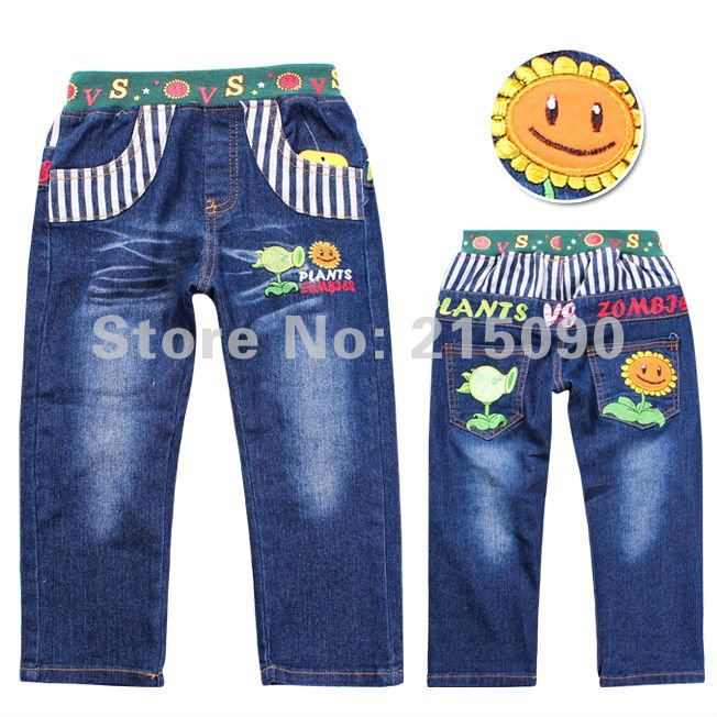 Free shipping, Wholesale cartoon cute boys jeans, kids trousers,boys clothing pants,baby embroidery jeans baby denim jeans