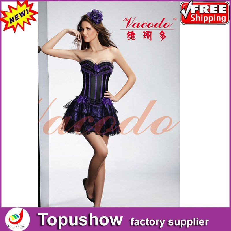 Free shipping ! Wholesale Cheap 10 Color Basque Strapless Sexy Lingerie Ruffle Lace Up Corset Bustier Without Skirt S-XXL 9971
