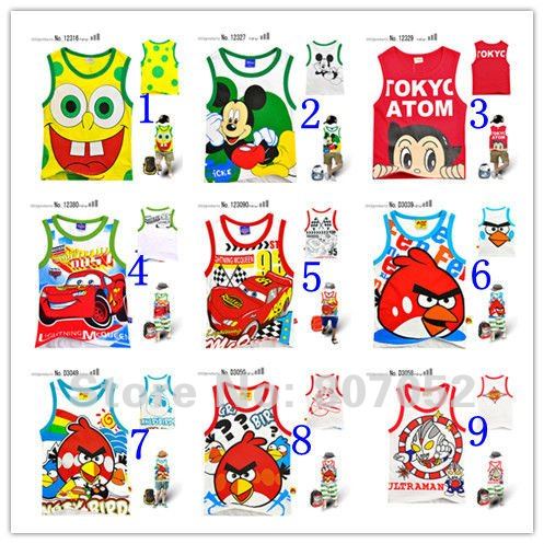 Free Shipping,Wholesale children/boy/girl/baby clothes T shirts tanks clothing sets baby wear vest 12pcs/lot CS187