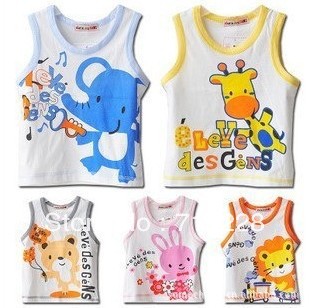 Free shipping Wholesale Children's sleeveless cartoon vest Summer multicolor models