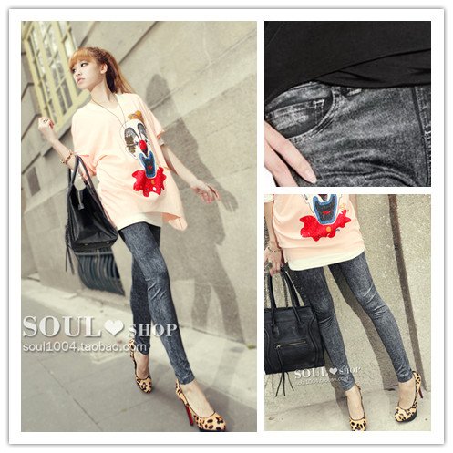 Free Shipping Wholesale Classical Vintage Woman jeans leggings Denim Sexy Jeans Jeggings Trousers and pants / black and blue