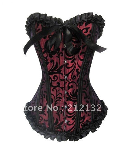 Free Shipping Wholesale Corset Sexy corset Overbust Corset Sexy Busiter Sexy Lingerie S-2XL (W1037)