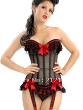 Free Shipping Wholesale Corset Sexy corset Overbust Corset Sexy Busiter Sexy Lingerie S-2XL (W1044)