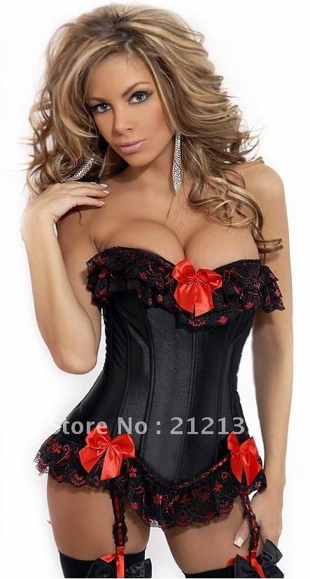 Free Shipping Wholesale Corset Sexy corset Overbust Corset Sexy Busiter Sexy Lingerie S-2XL (W1045)