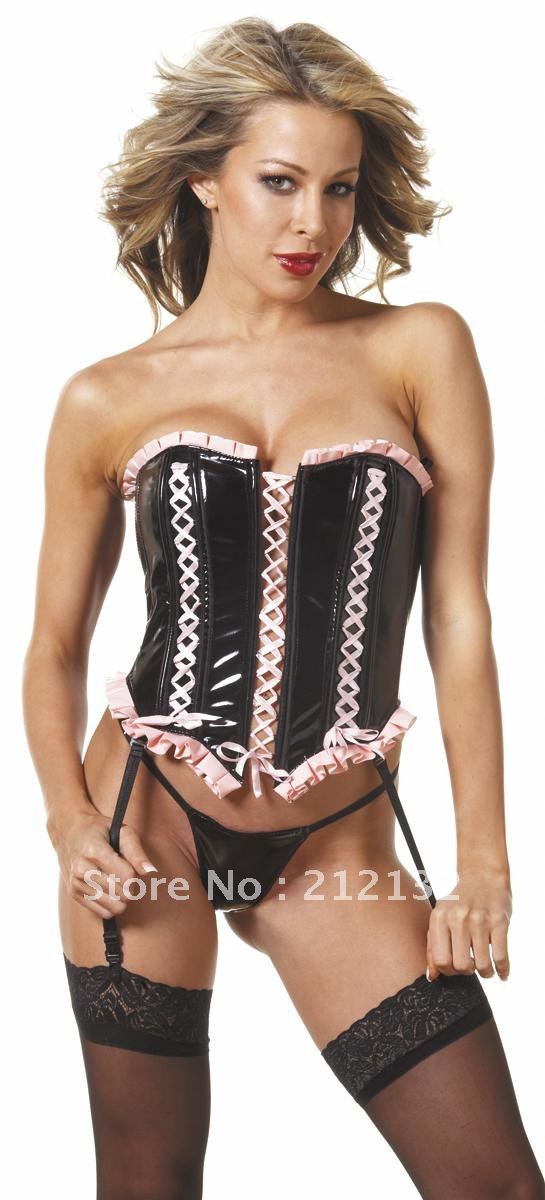 Free Shipping Wholesale Corset Sexy corset Overbust Corset Sexy Busiter Sexy Lingerie S-2XL (W3904PVC)