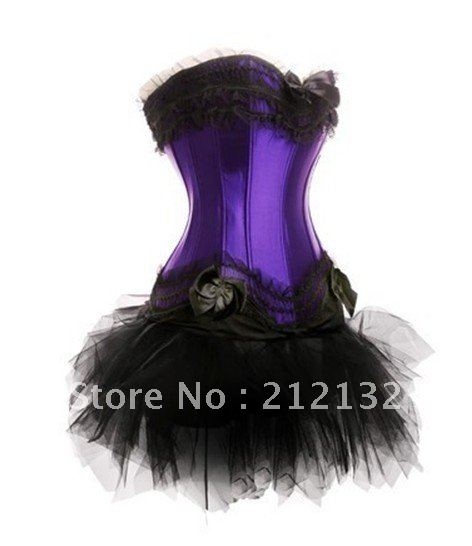 Free Shipping Wholesale Corset Sexy corset with lace ruffle trim Corset Sexy Busiter Sexy Lingerie S-2XL (W3308-7)